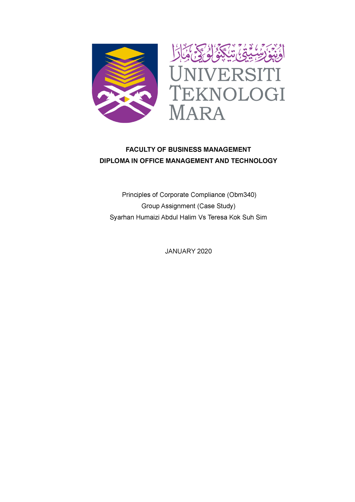 OBM340 case study - fundamentals of islam - ctu 101 - UiTM - StuDocu