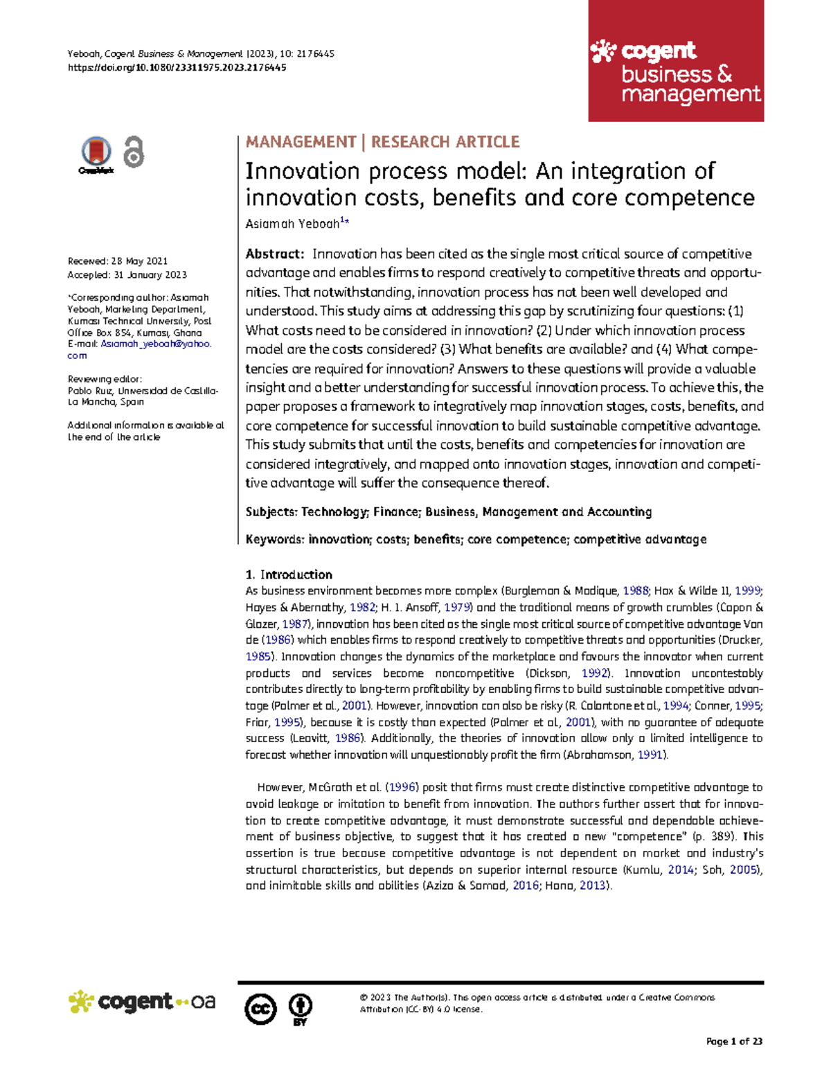 Innovation process model An i - MANAGEMENT | RESEARCH ARTICLE ...