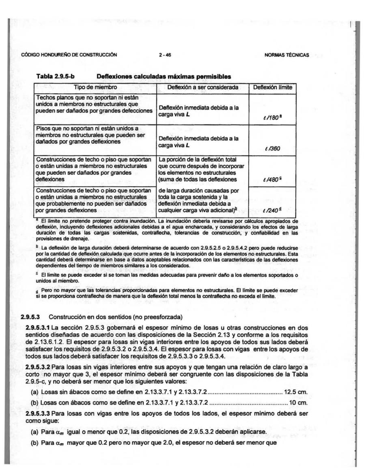 Deflexiones Permitidas - CÓDIGO HONDUREIÍ40DE CONSTRUCCIÓN 2-46 NORMAS ...