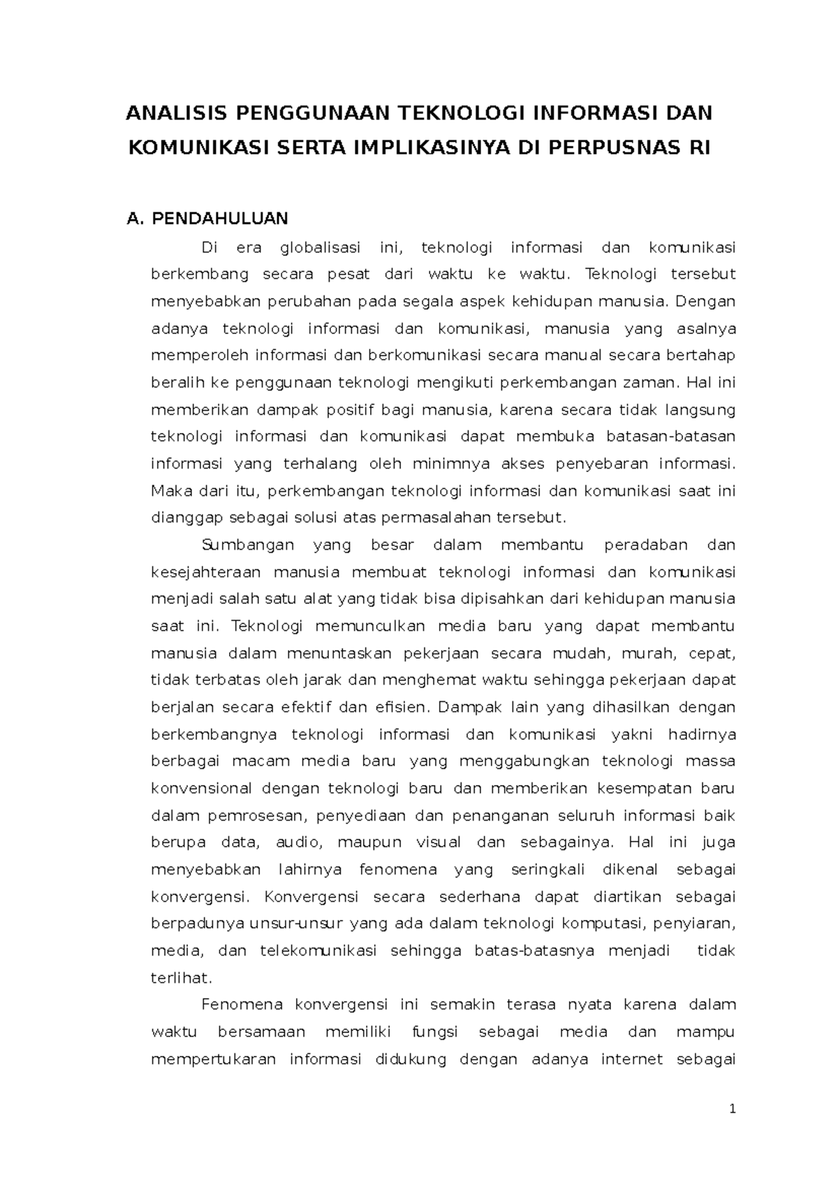 Analisis Penggunaan Teknologi Informasi DAN Komunikasi Serta ...