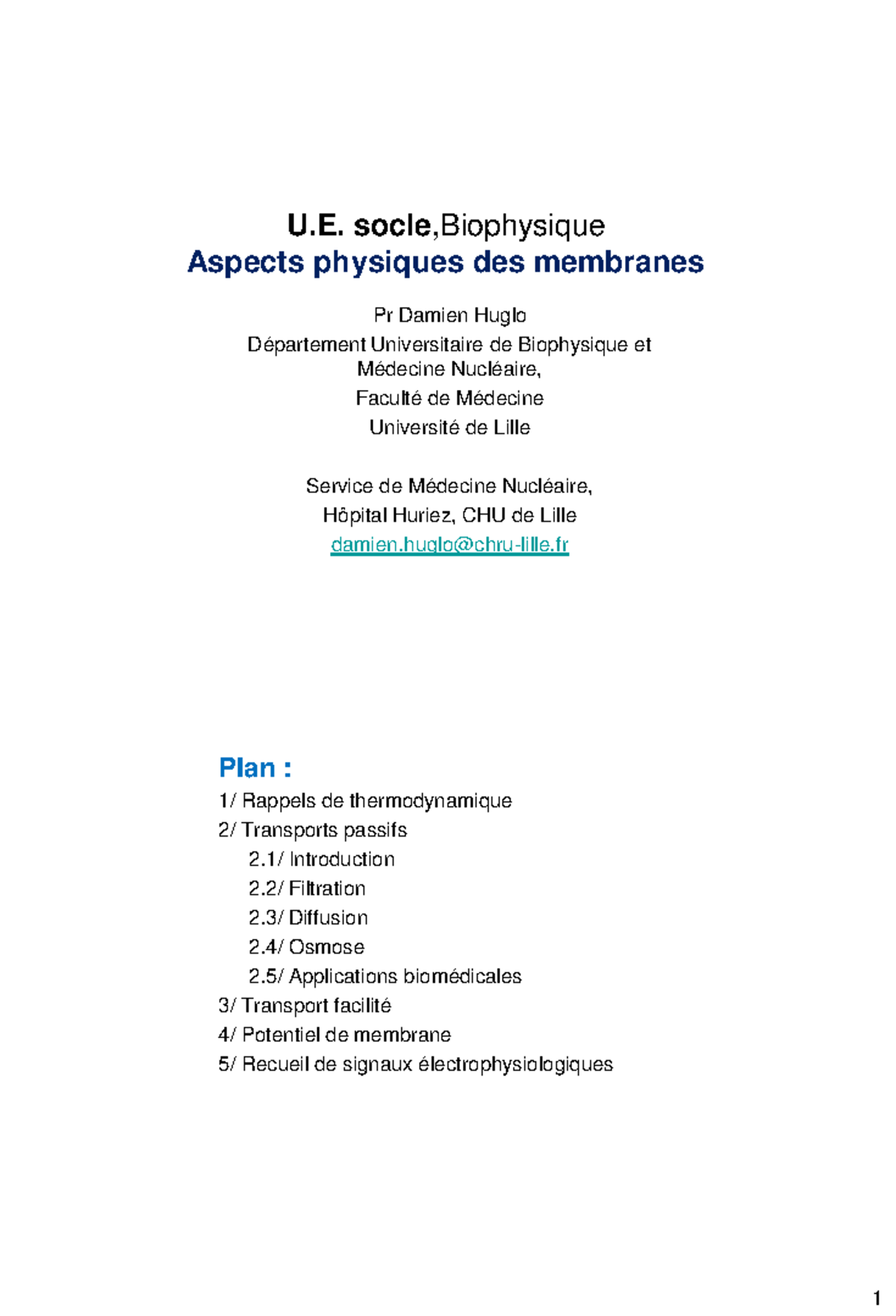Biophys membranes - Physique Chimie - U. socle,Biophysique Aspects ...