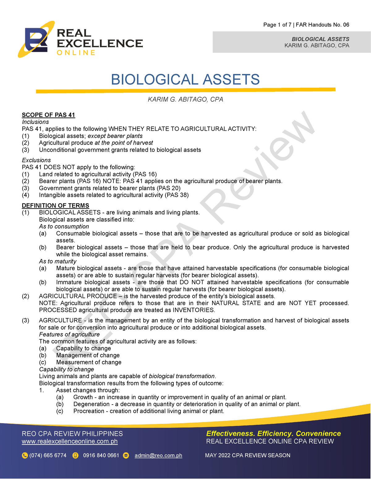 06 Biological Assets - Revised - REO CPA Review BIOLOGICAL ASSETS KARIM ...