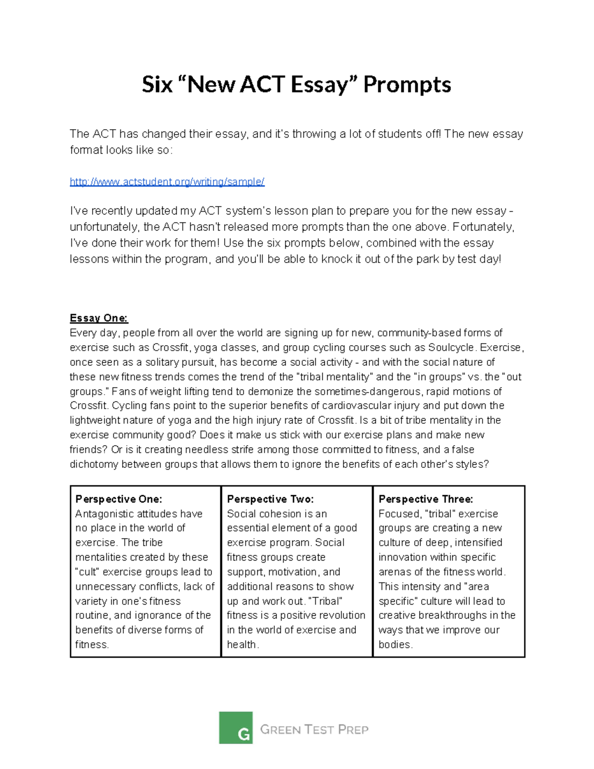 ACT Essay Prompts - Six “New ACT Essay” Prompts The ACT has changed ...