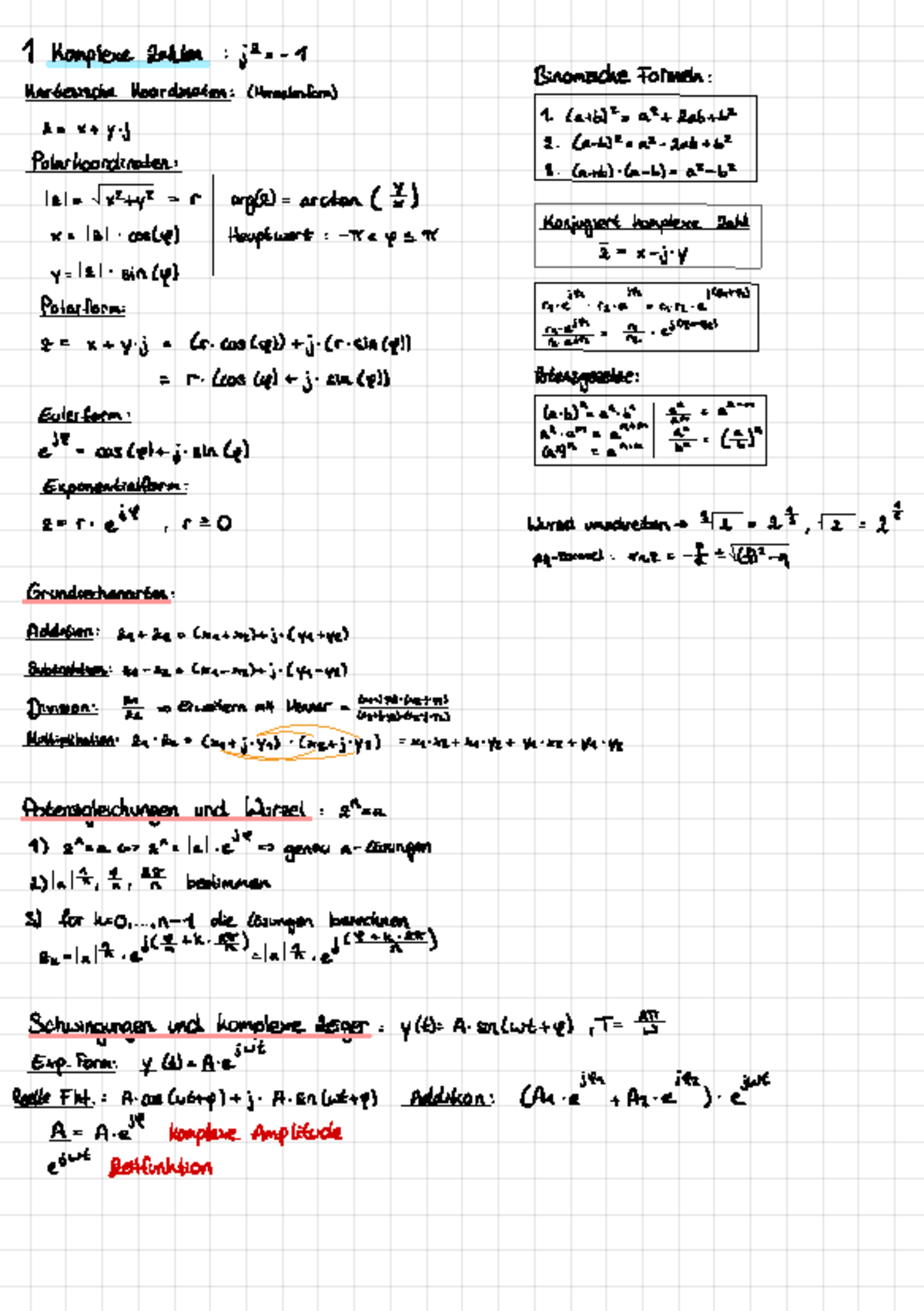 Formelsammlung IM2 (1) - 1 Komplexe Zahlen : j 2=- BinomischeFormeln ...