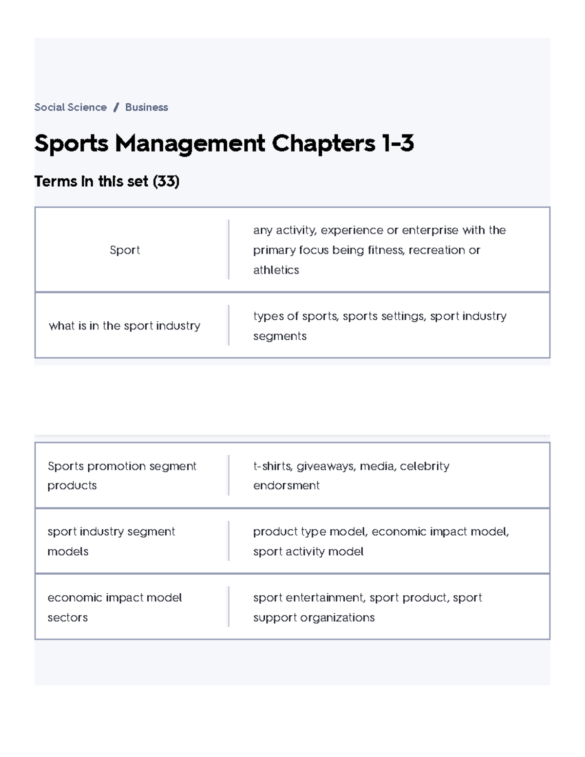 Sports Management Chapters 1-3 Flashcards Quizlet - Sports Management ...