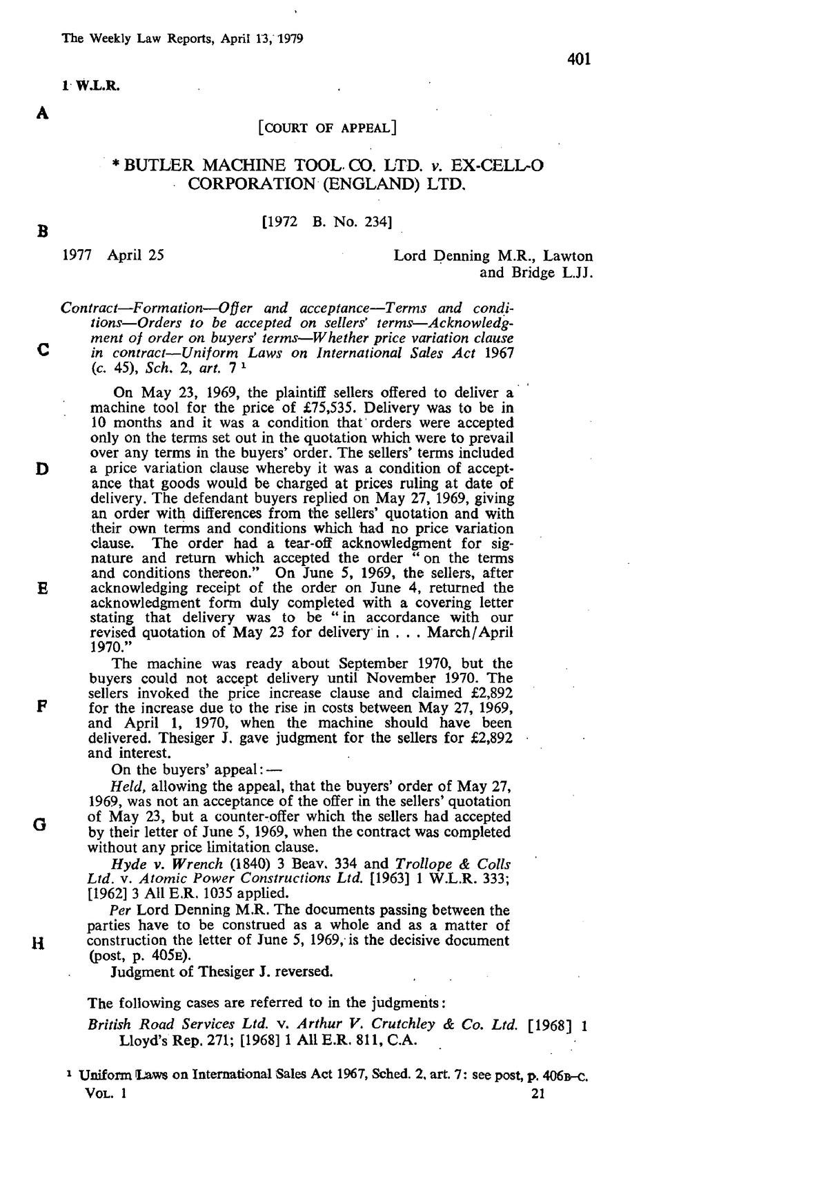 Butler Machine Tool Co v Ex-cell-o Corp (England) - 401 1 W.L. A [COURT ...