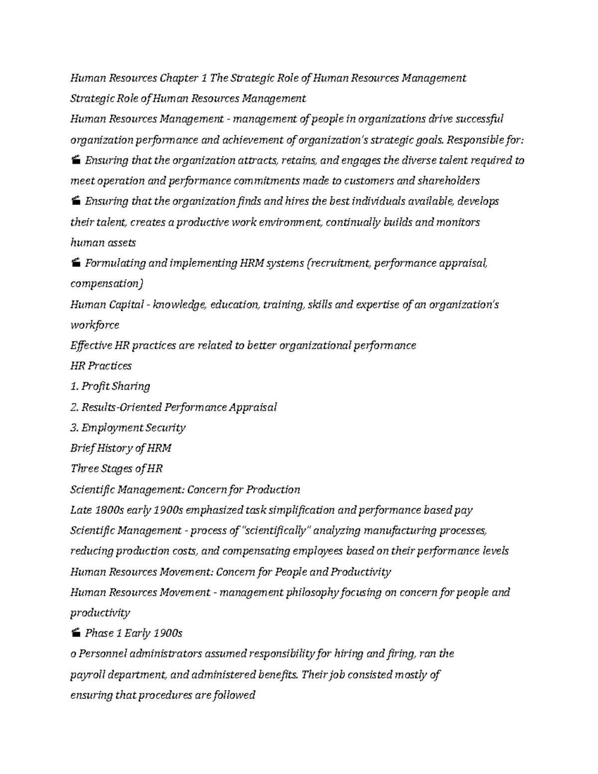 Human Resources Chapter 1 The Strategic Role of Human Resources ...