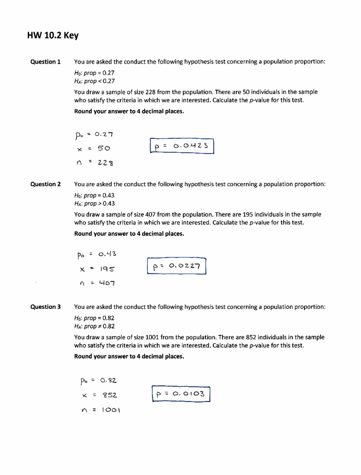 HW 10.2 Key - fundamentals of statistics chapter 10 section 2 - HW 10 ...