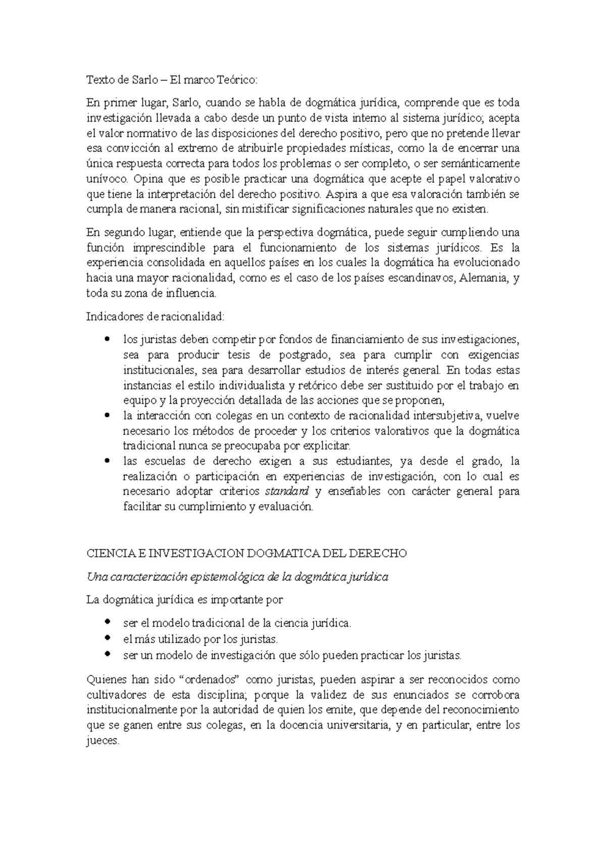 Resumen sarlo Texto de Sarlo El marco Teórico En primer lugar