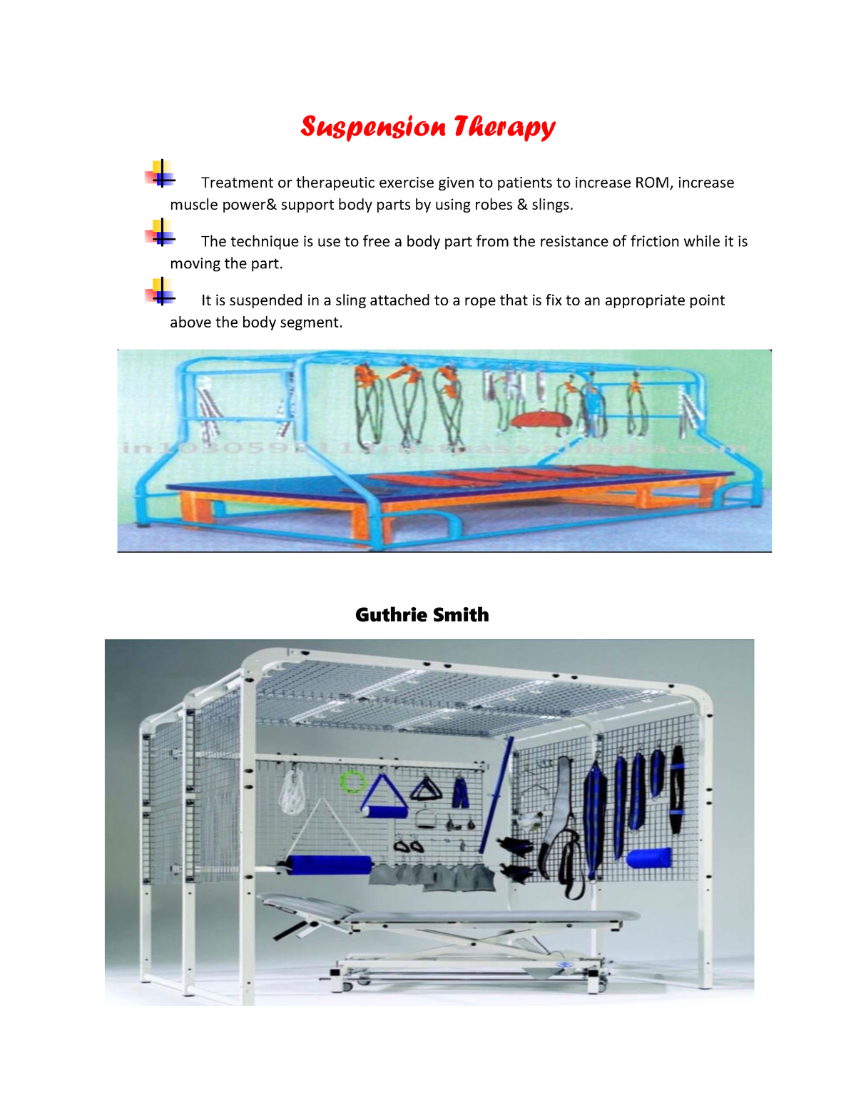 Suspension Therapy Practical part - Suspension Therapy Treatment or  therapeutic exercise given to - Studocu