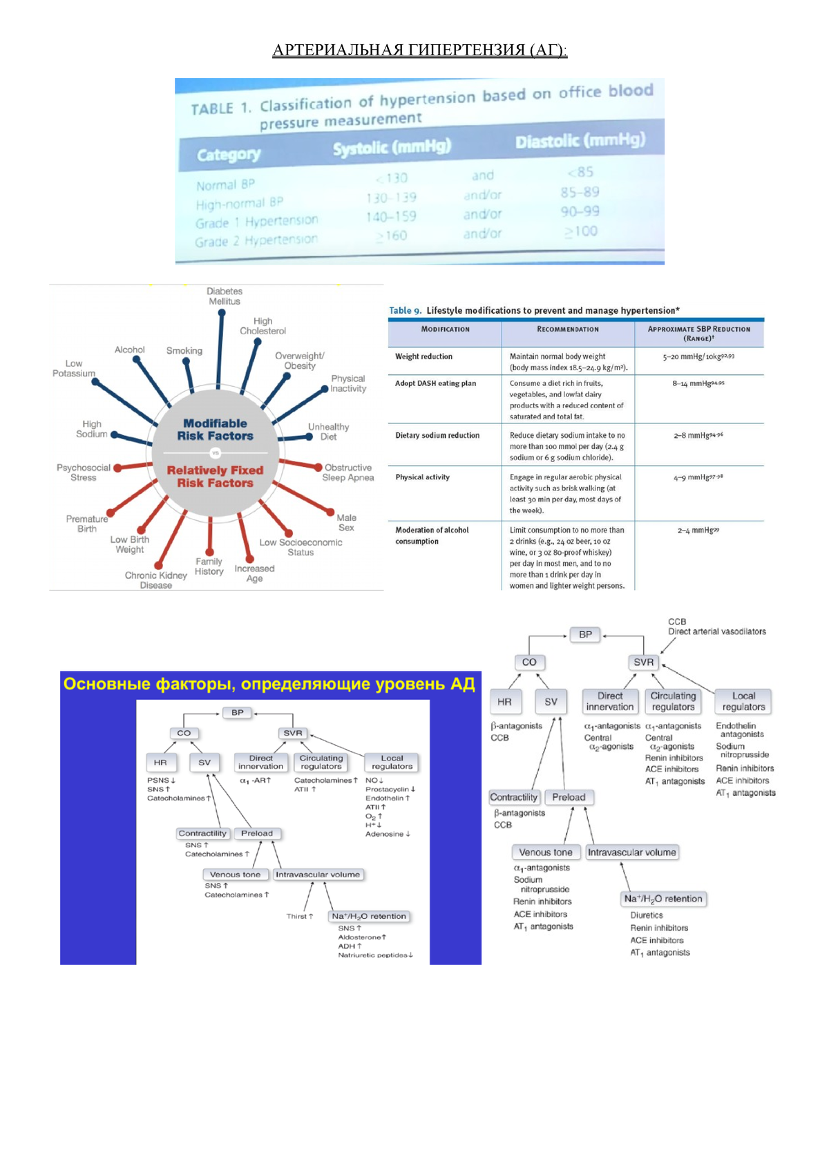 Гипотензивные средства - АРТЕРИАЛЬНАЯ ГИПЕРТЕНЗИЯ (АГ): Группа Причина Л/с  ранние стадии АГ - Studocu