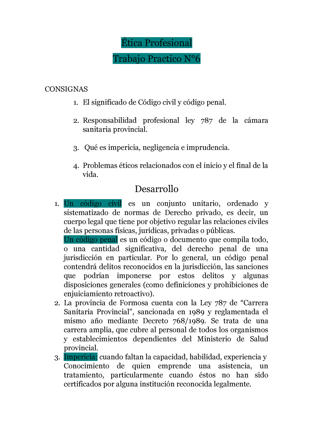 Ética Profesional Tp N°6 Ética Profesional Trabajo Practico N