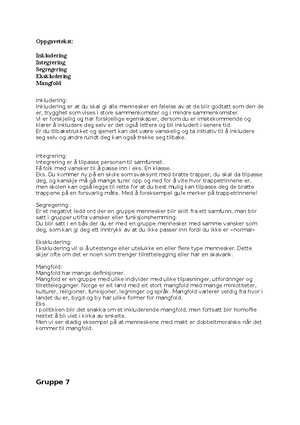 Arbeidskrav 1 Inkludering - Eirik Dieseth Inkluderende ...