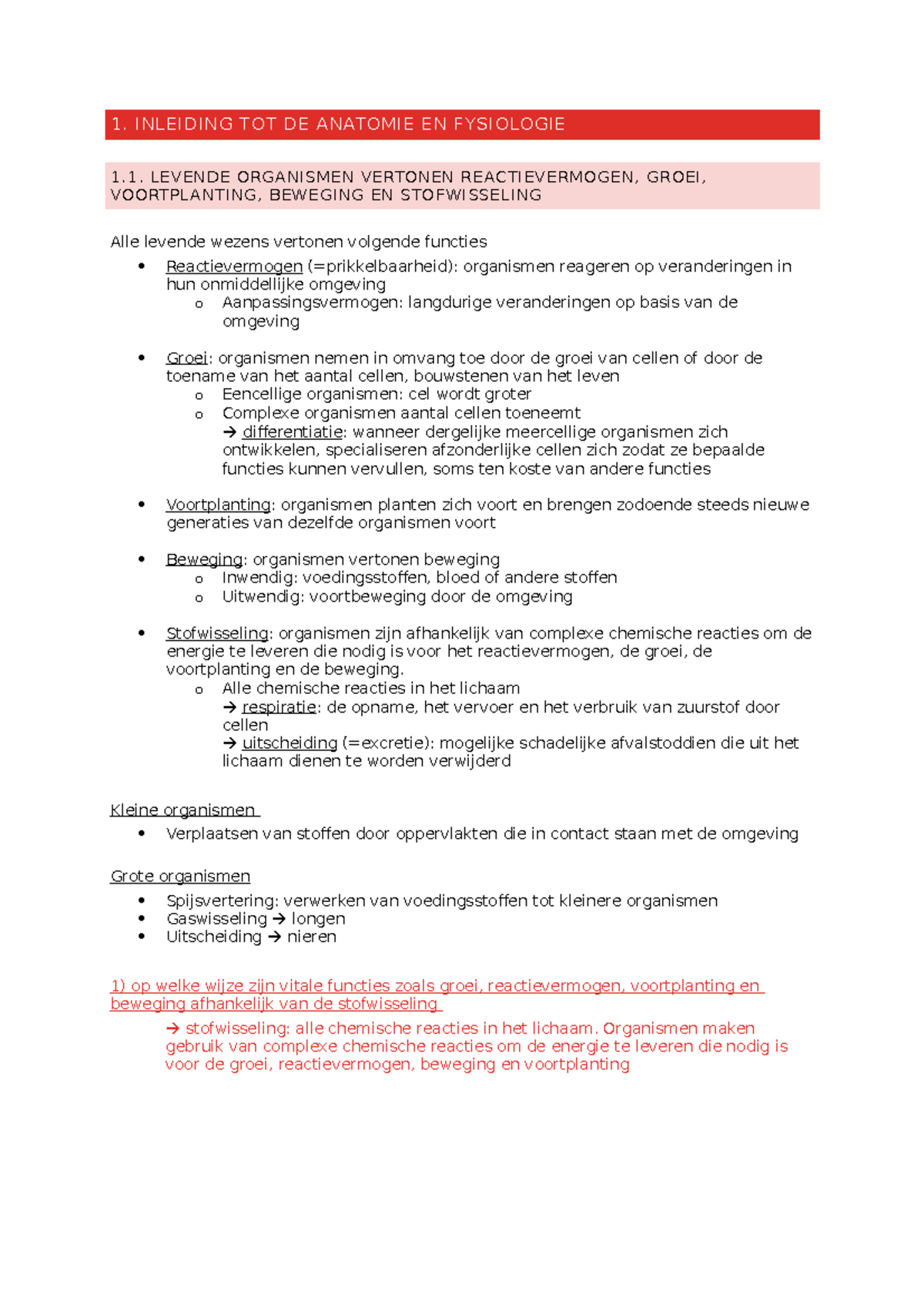 Anatomie En Fysiologie Hoofdstuk 1 - 1. INLEIDING TOT DE ANATOMIE EN ...