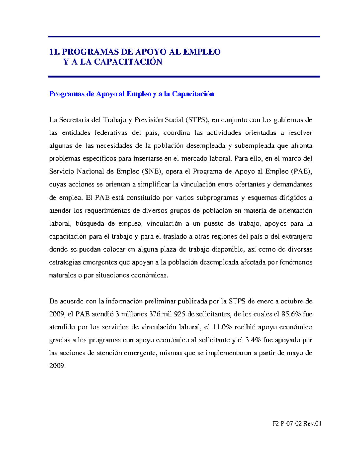 11 Programas de apoyo al empleo y la capacitacion - Anual 2009 - 11 ...