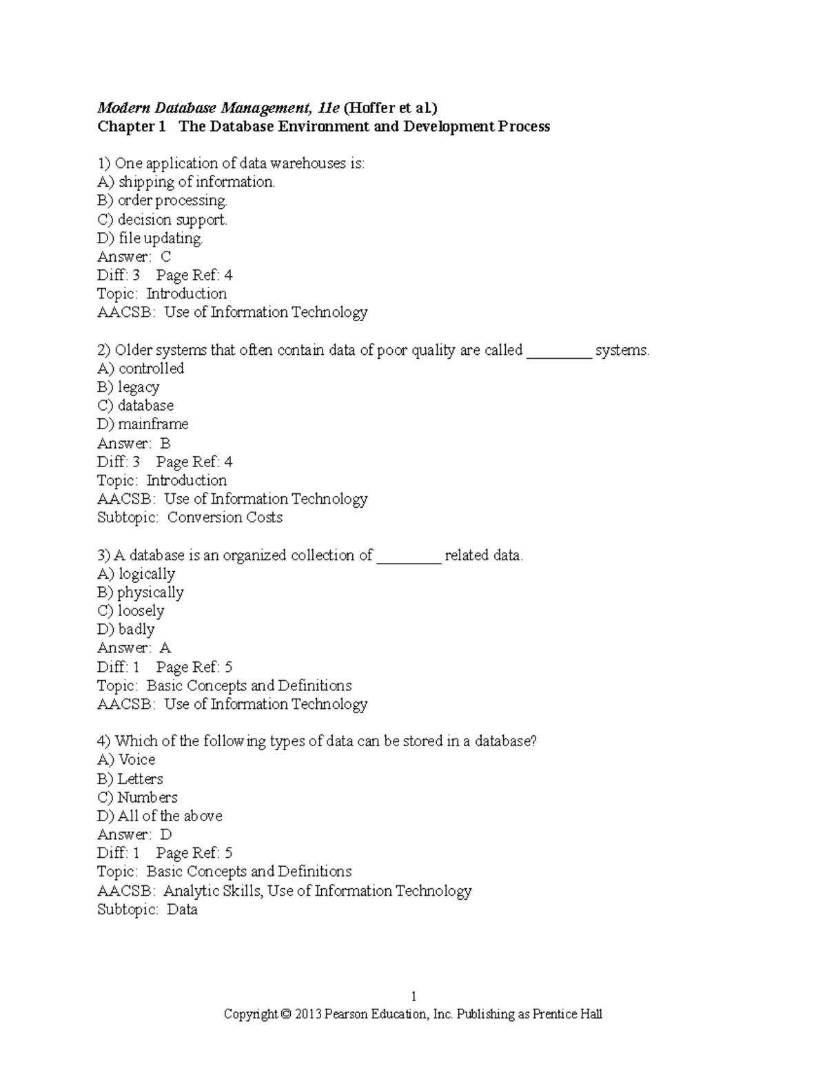 Modern database management 1 - Modern Database Management, 11e (Hoffer ...
