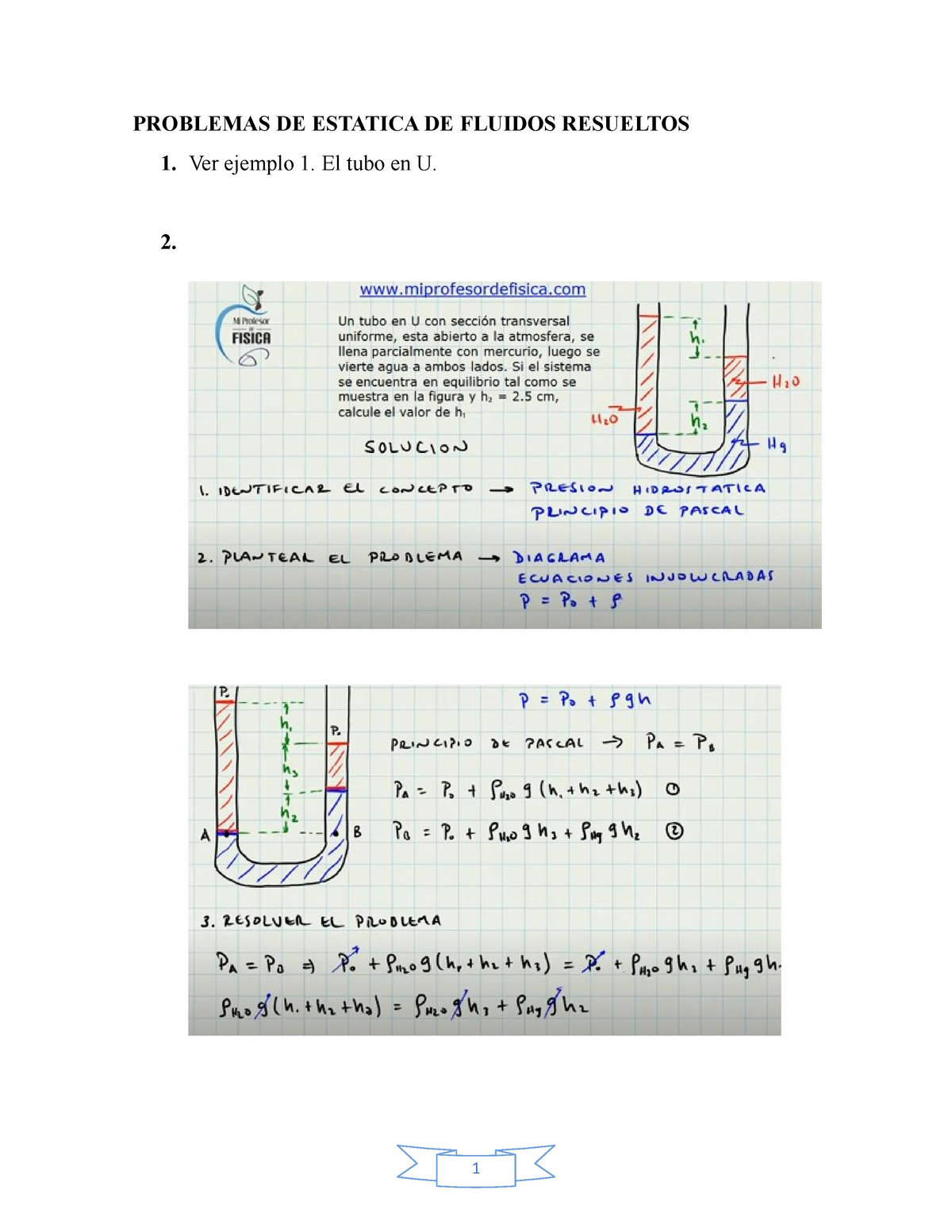 Problemas DE Estatica DE Fluidos Resueltos - Fisica - Studocu