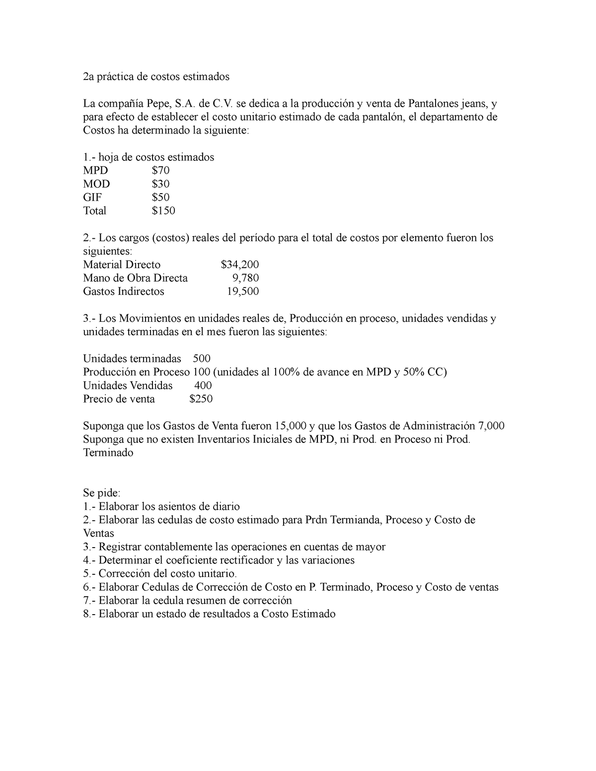 2a Práctica De Costos Estimados La Cia - 2a Práctica De Costos ...