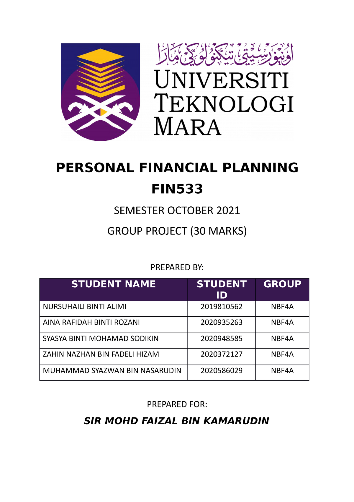 fin533 group assignment