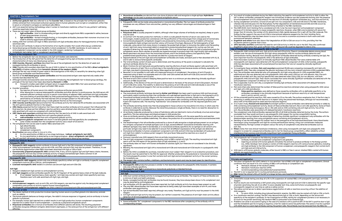 C5- The Antiglobulin Test - CHAPTER 5: The Antiglobulin Test ...