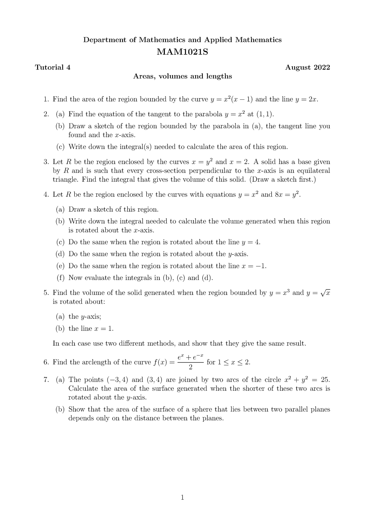 Maths Tutorial 04 - Department Of Mathematics And Applied Mathematics ...