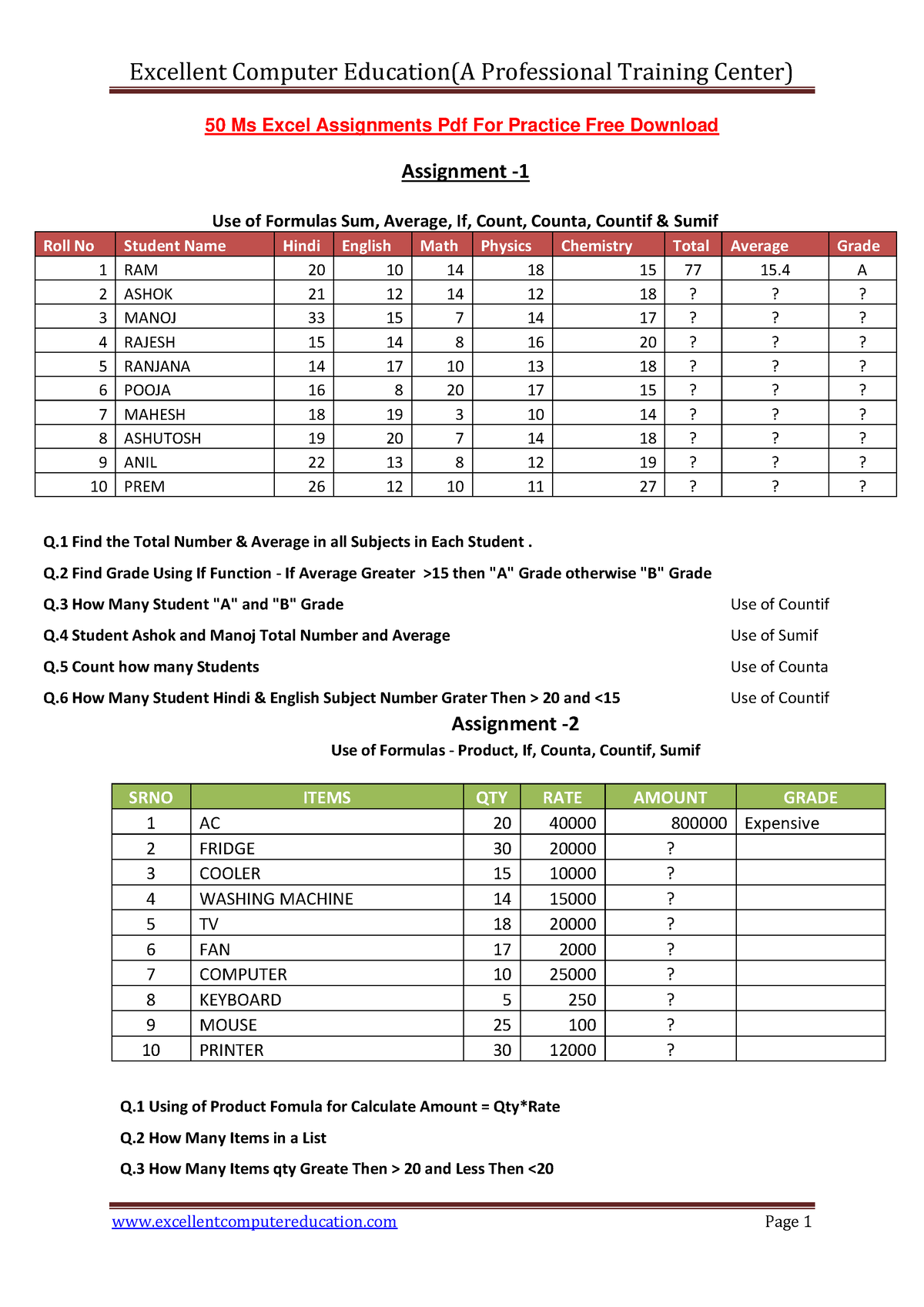 50-ms-excel-assignments-pdf-for-practice-free-download-q-find-grade