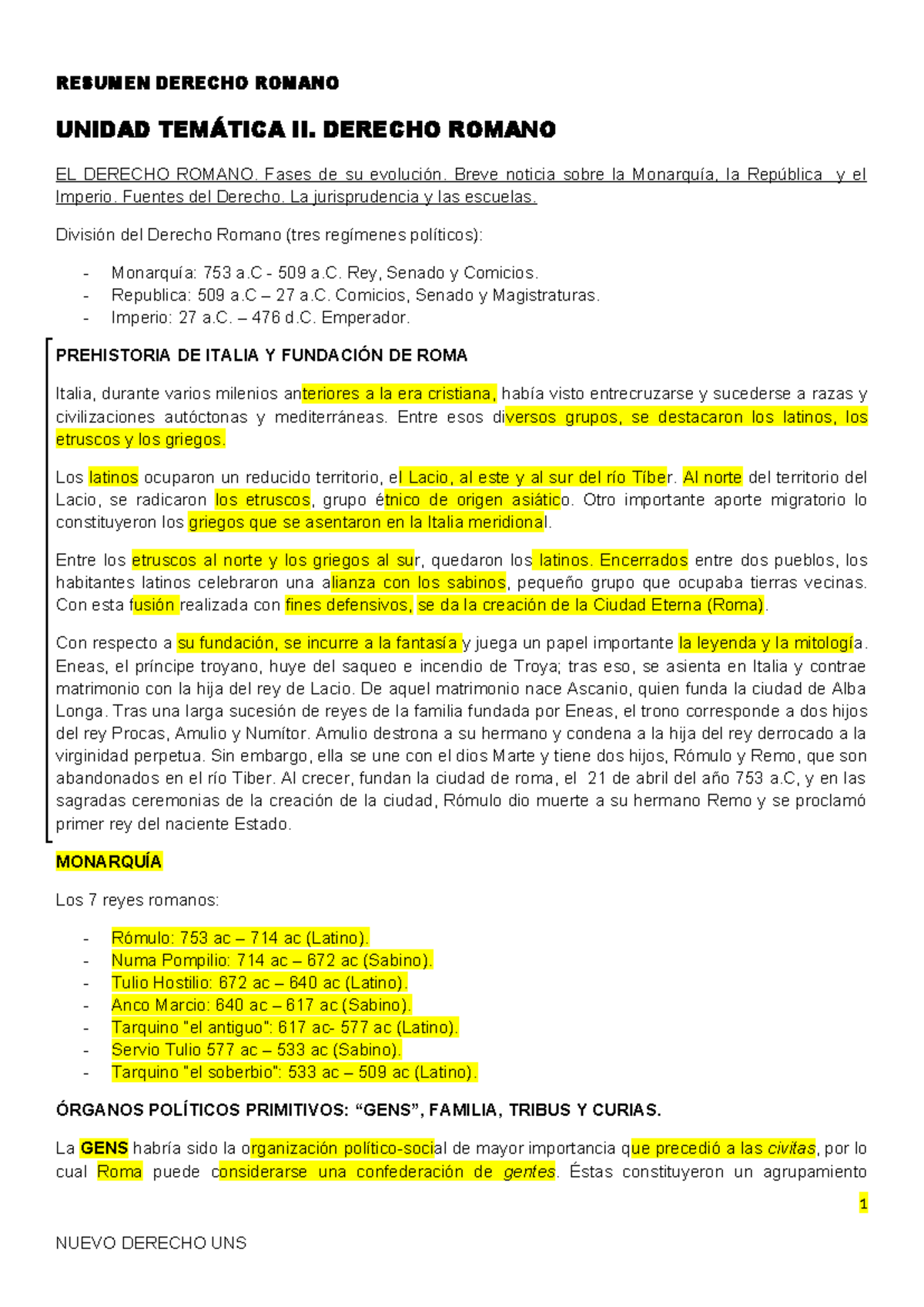Resumen- Derecho- Romano - RESUMEN DERECHO ROMANO UNIDAD TEMÁTICA II ...