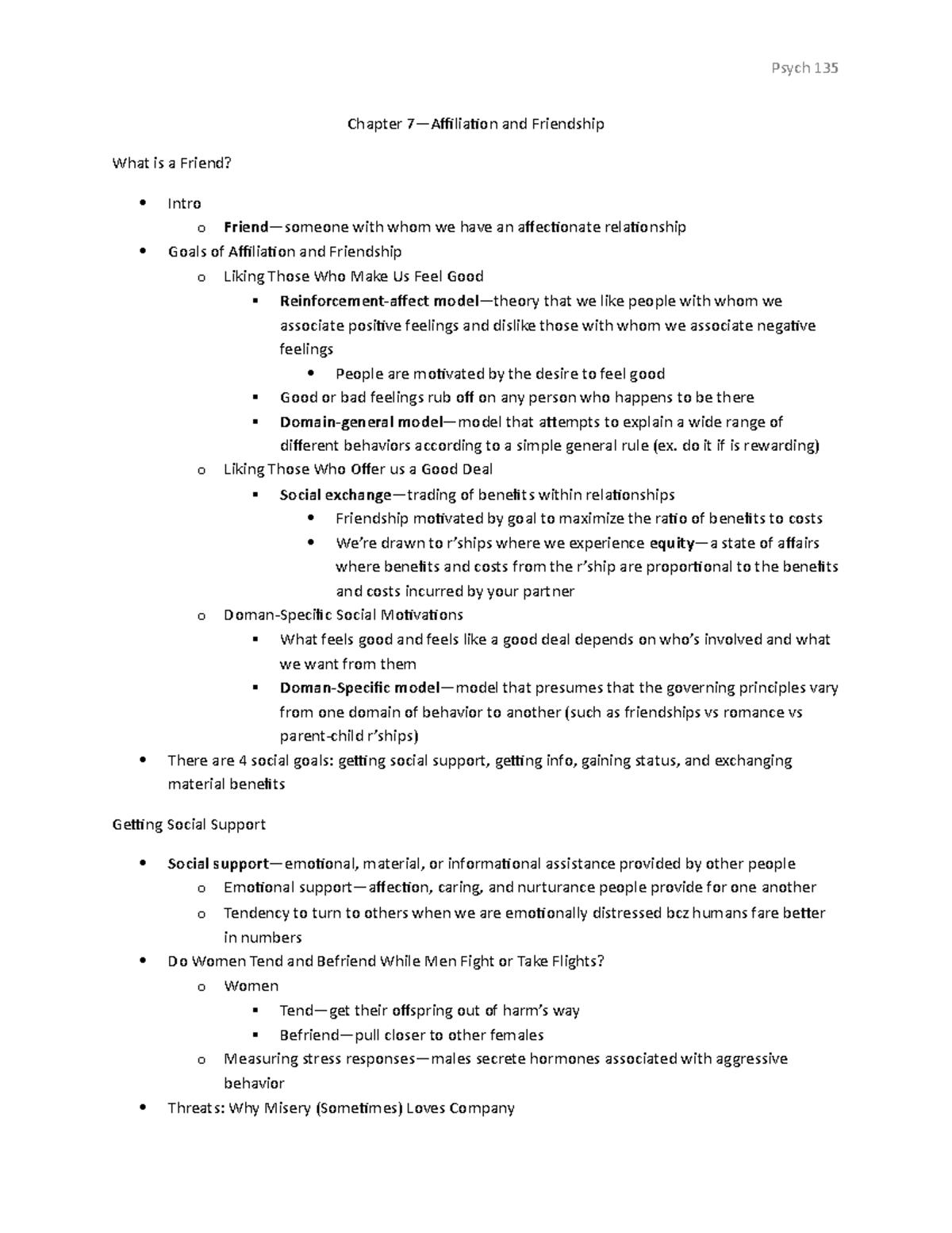 Chapter 7 Notes - Summary Social Psychology: Goals in Interaction ...