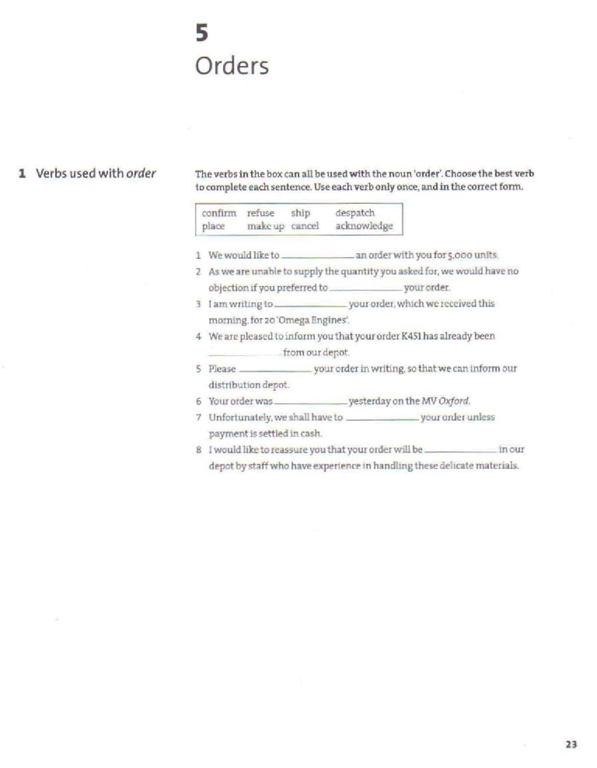 Topics 5,6,7 Workbook Oxford Handbook of Correspondence 1 Verbs used