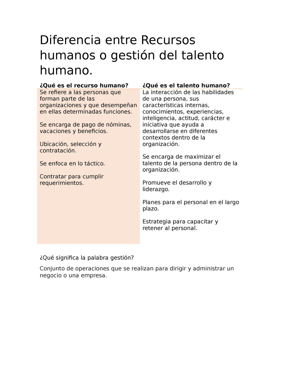 Diferencia Entre Recursos Humanos O Gesti N Del Talento Humano Qu