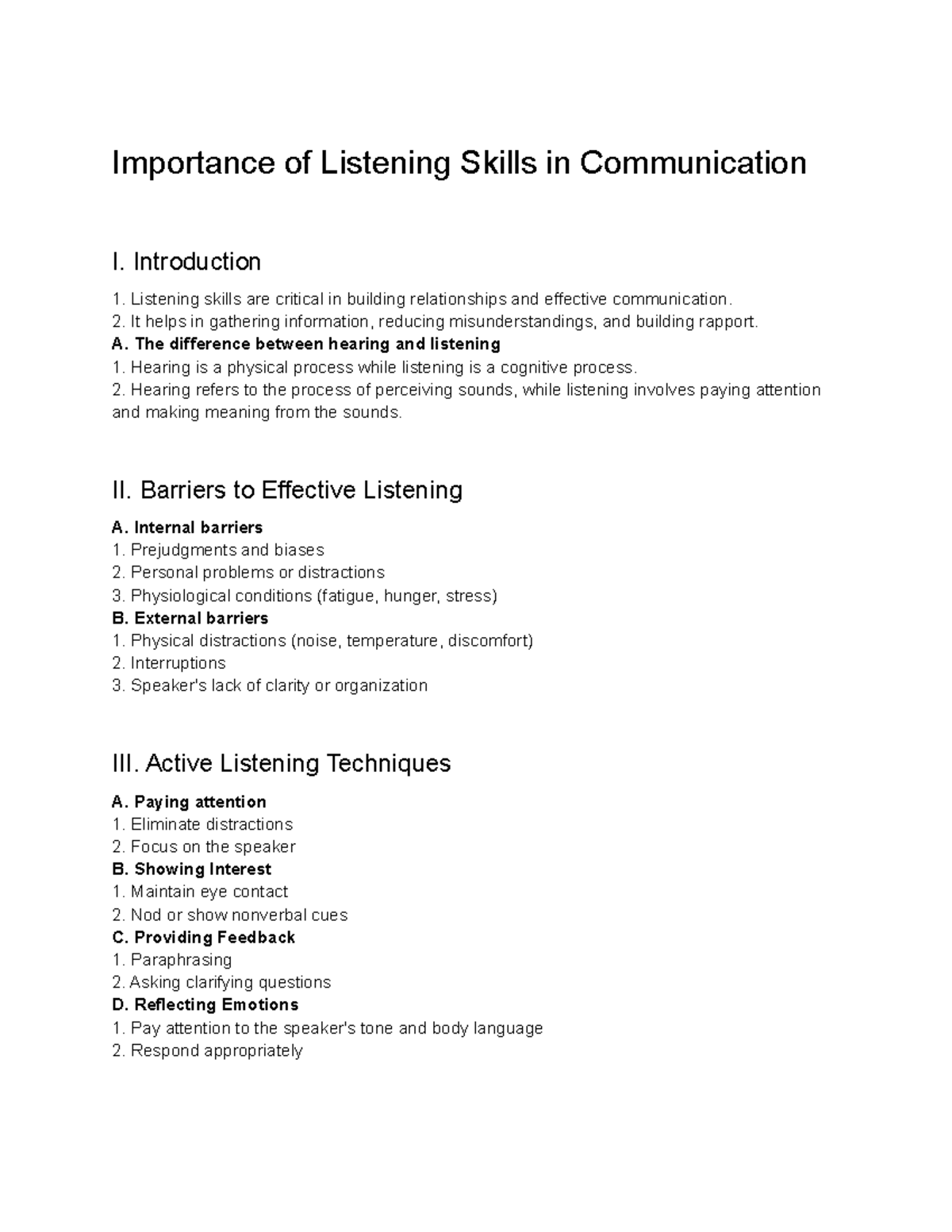 Communication Skills Lecture Notes 9 - Importance of Listening Skills ...