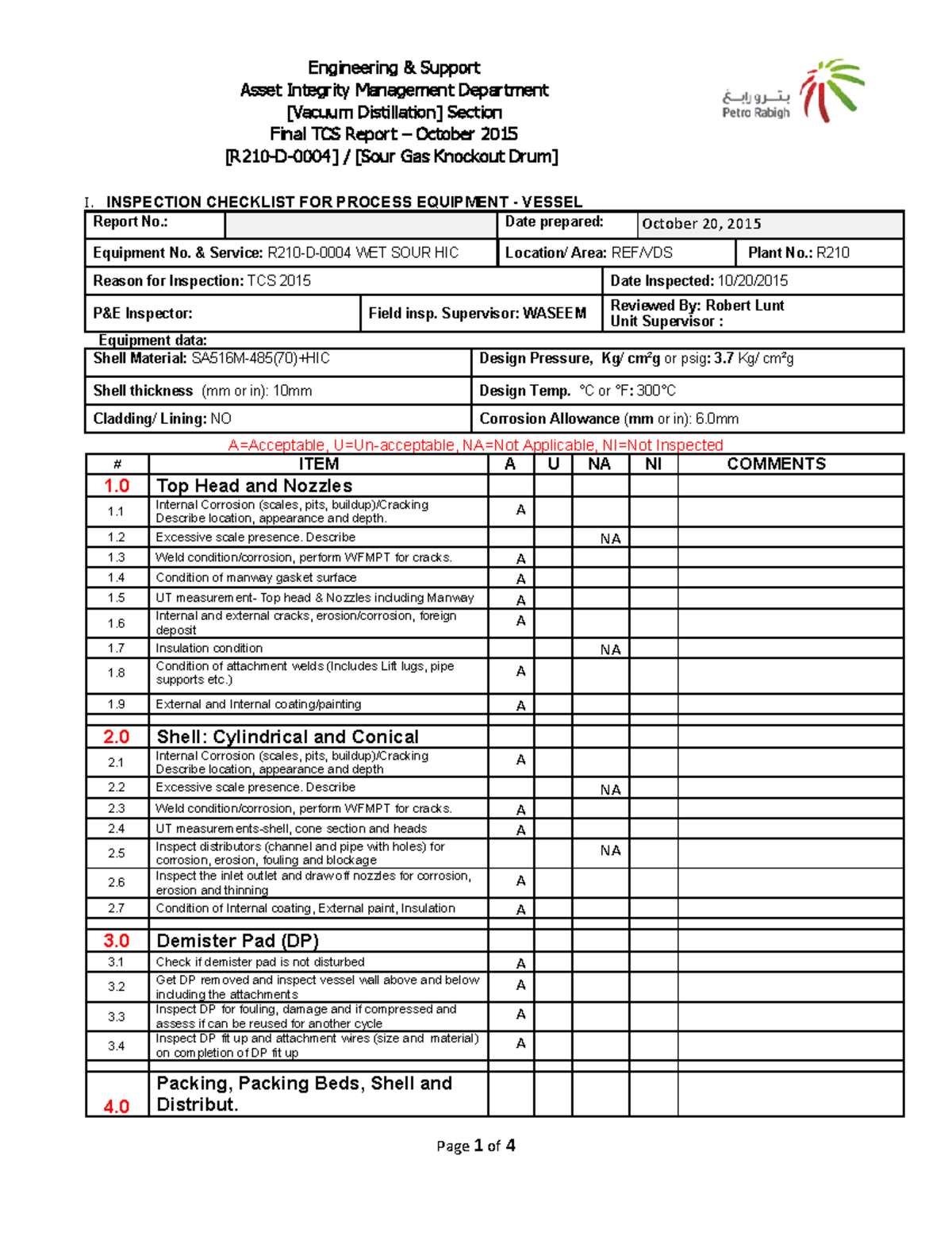 R210-D-0004 - inspection report - Asset Integrity Management Department ...