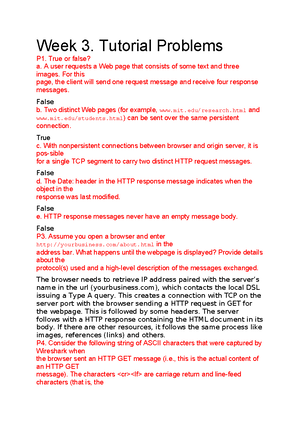 Week2-Tutorial Problem - 41092 Network Fundamentals Week 2. Tutorial ...