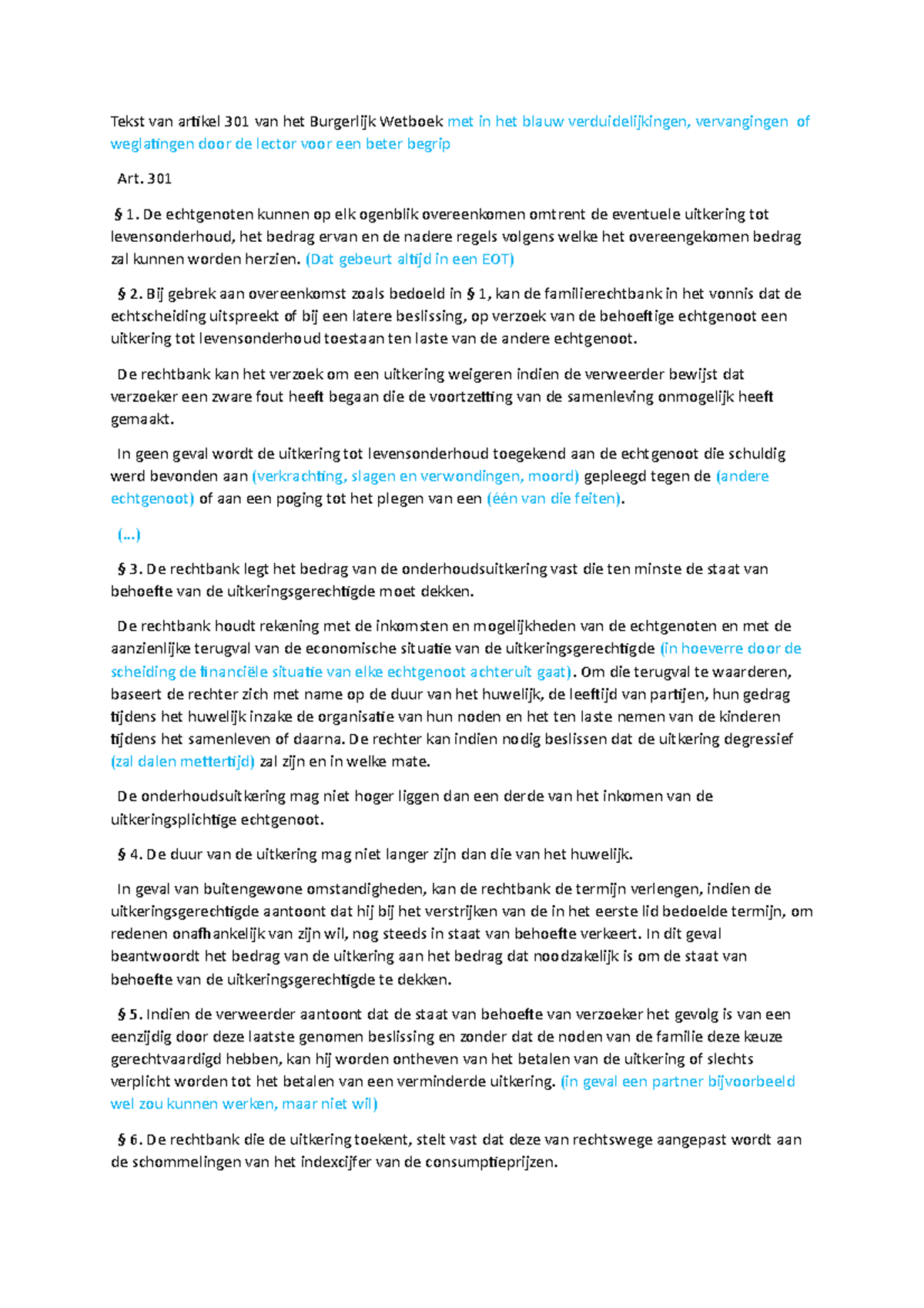 Artikel 301 BW - Tekst Van Artikel 301 Van Het Burgerlijk Wetboek Met ...