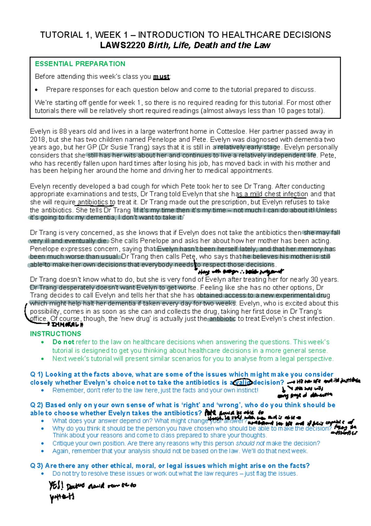 Tutorial 4 - TUTORIAL 1, WEEK 1 – INTRODUCTION TO HEALTHCARE DECISIONS ...