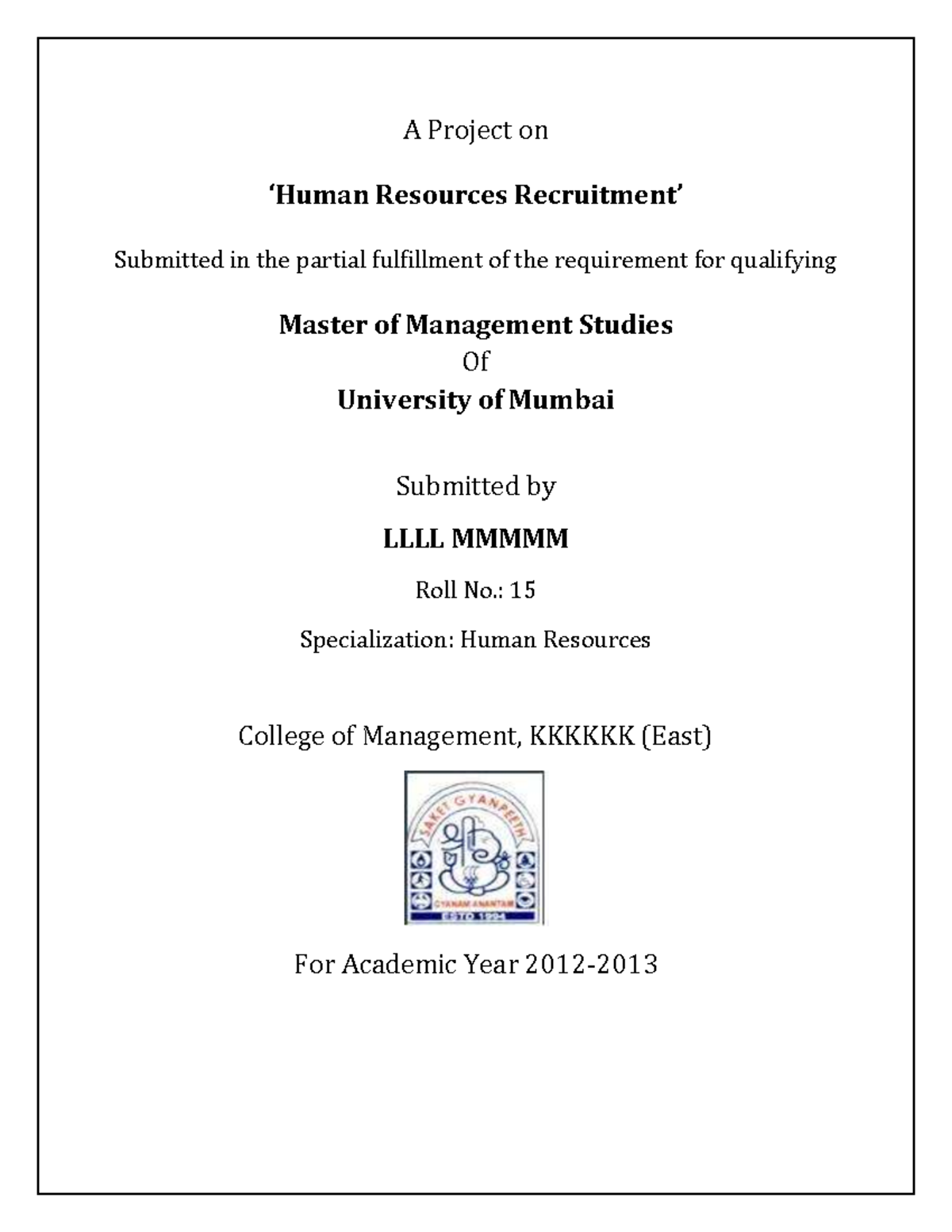 dissertation report for mba hr