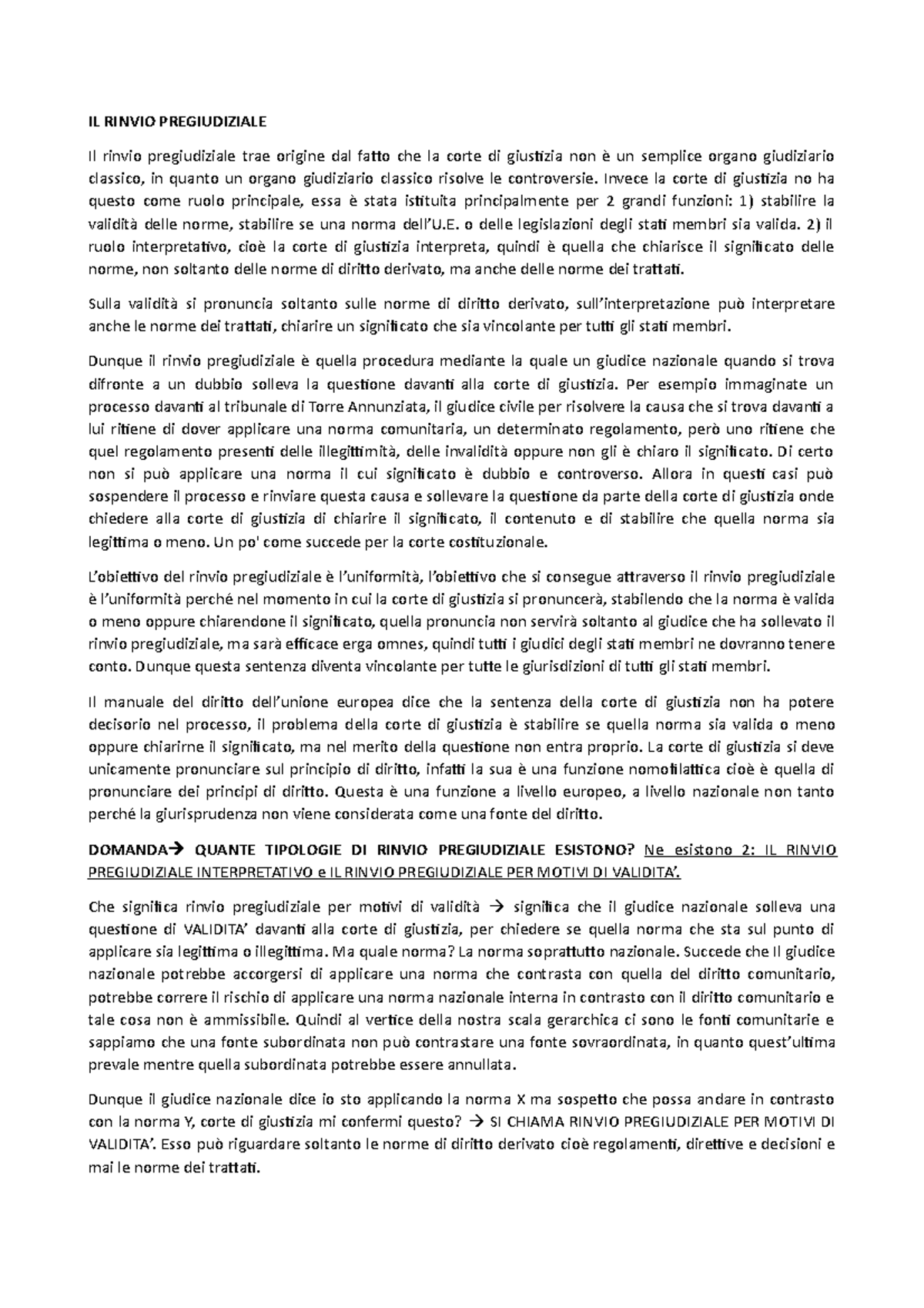 IL Rinvio Pregiudiziale - IL RINVIO PREGIUDIZIALE Il rinvio ...