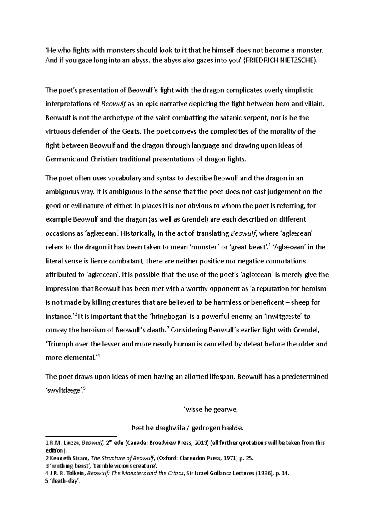 Hillary Beowulf essay - ‘He who fights with monsters should look to it ...