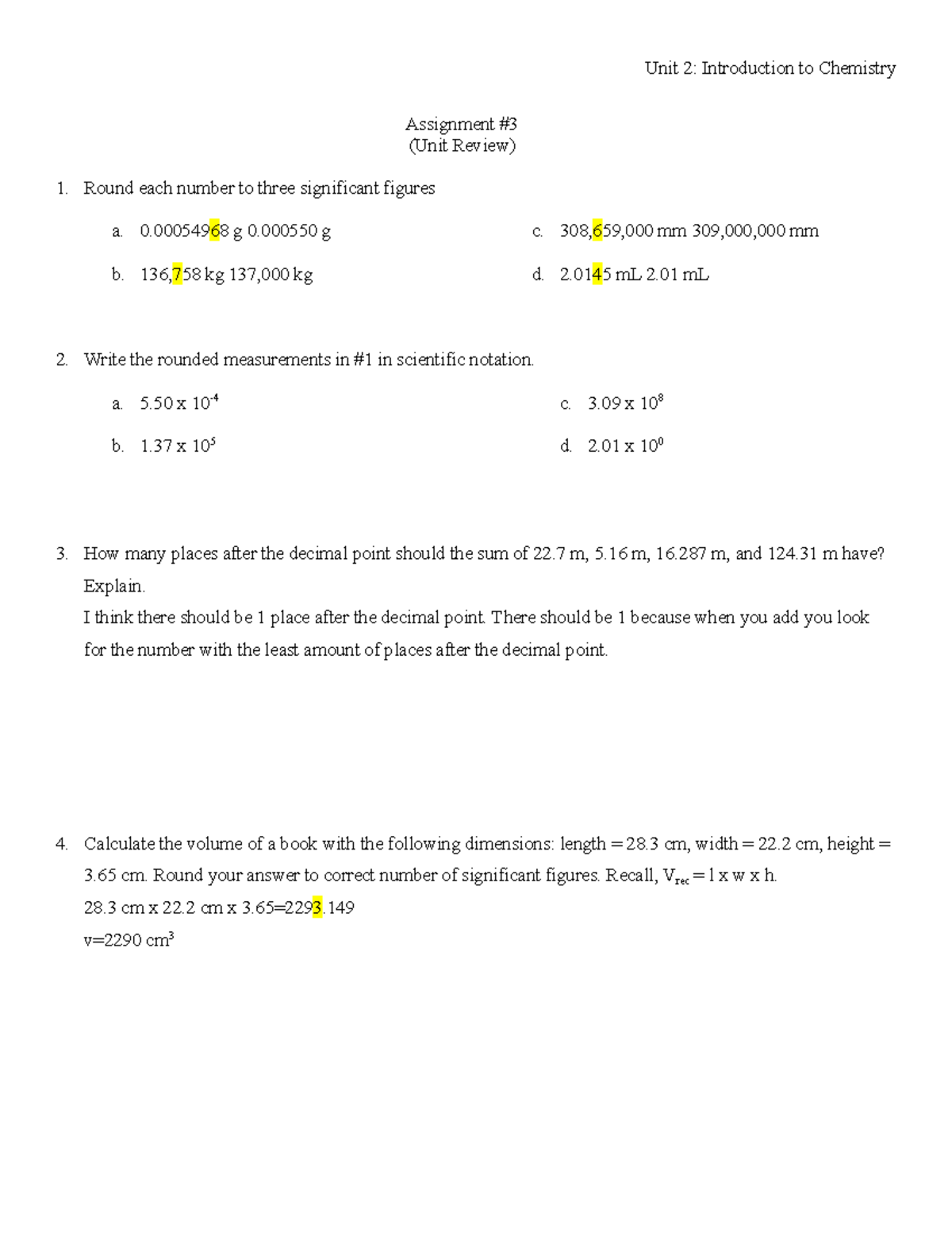 assignment chemistry 3rd week