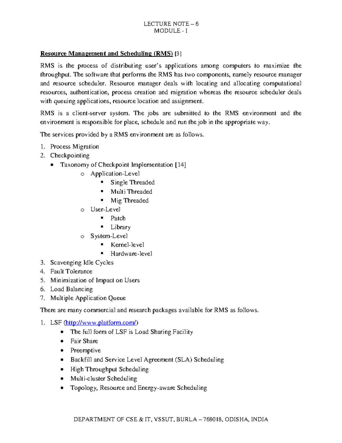 High Performance Computing - LECTURE NOTE – 6 MODULE - I DEPARTMENT OF ...