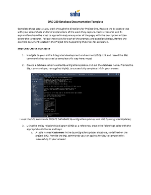 DAD 220 Module Four Major Activity Database Documentation Template ...
