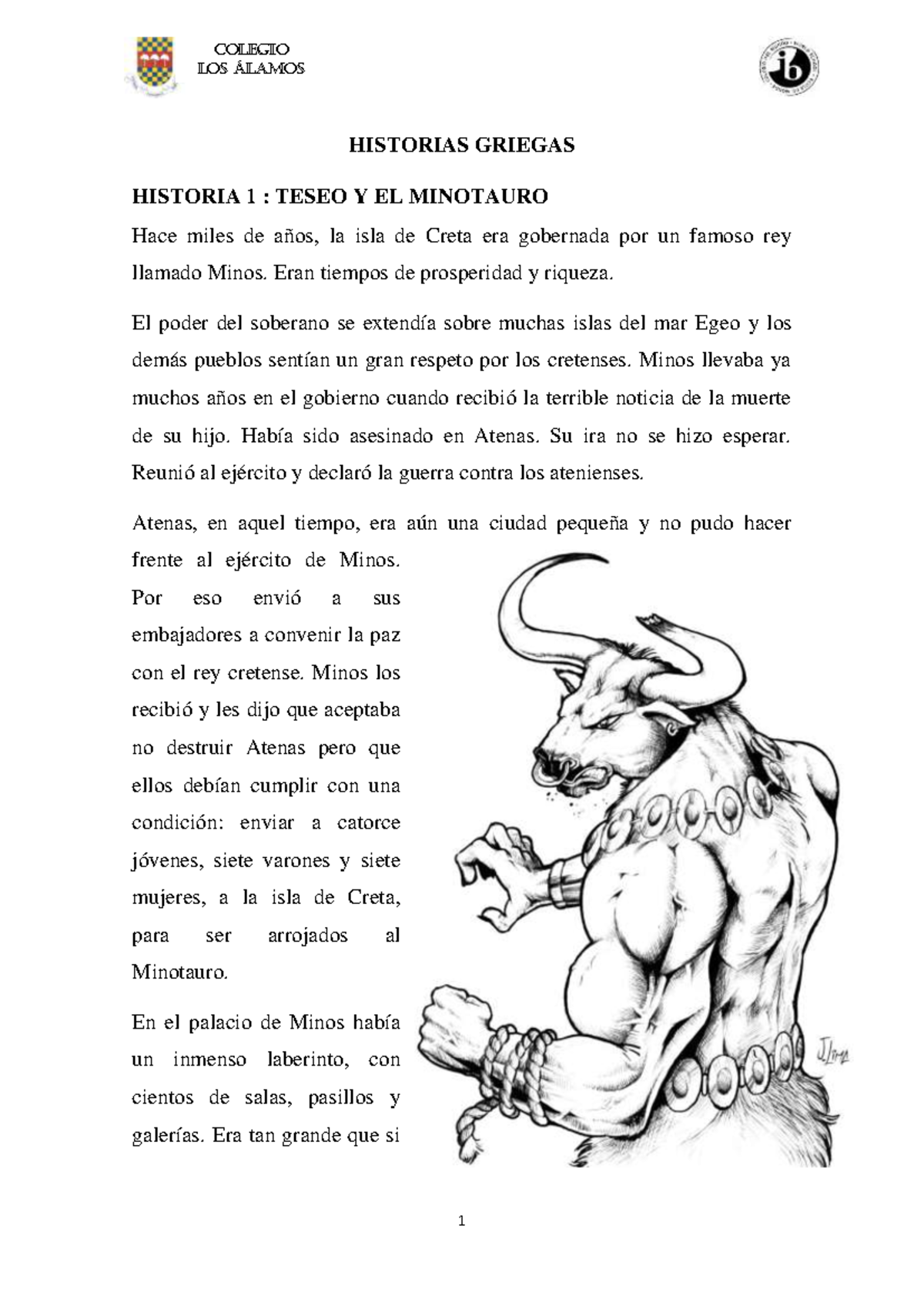Teseo y el minotauro - 1 Colegio los Álamos HISTORIAS GRIEGAS HISTORIA ...