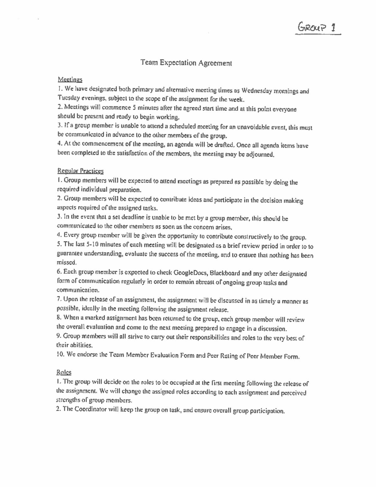 Examples Expectations Agreement - MGMT 3000 - Studocu