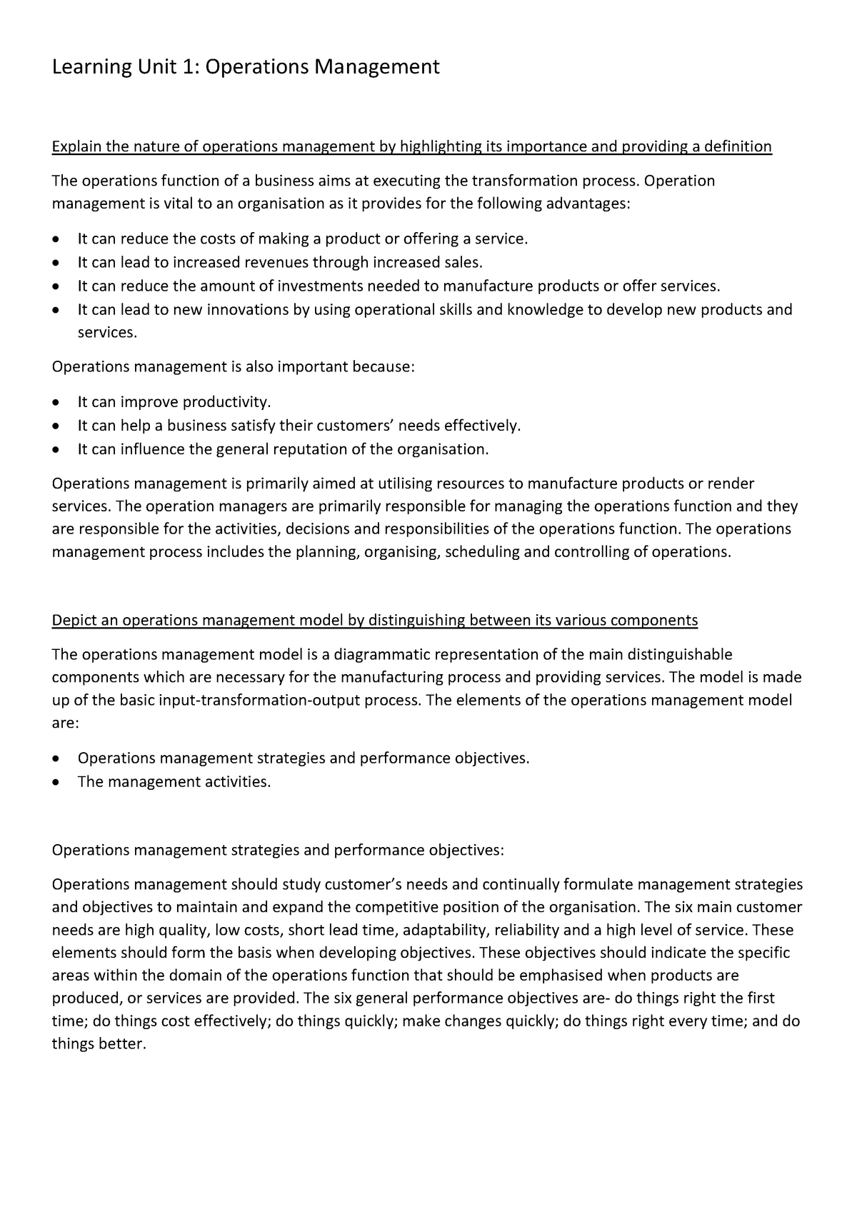 Business Management 1B Learning Unit 1 Notes - Learning Unit 1 ...