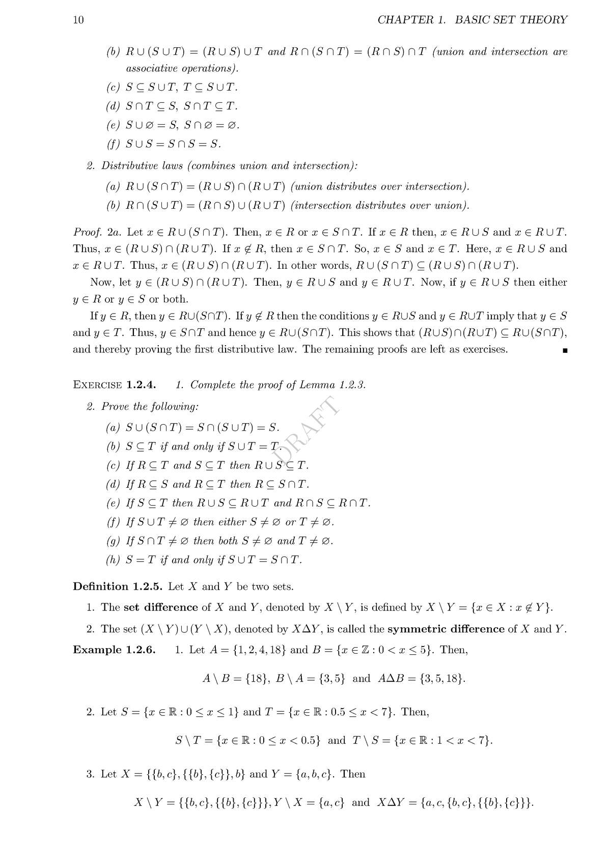 Discrete Mathematics And Proof-4 - DRAFT 10 CHAPTER 1. BASIC SET THEORY ...