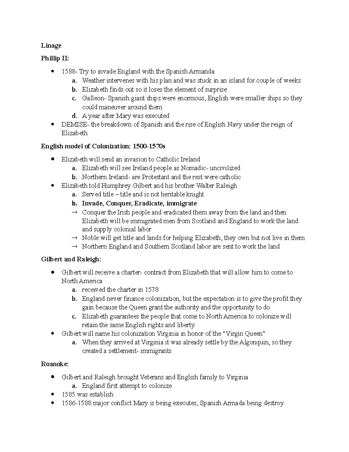 Linage Lecture Notes Chapter 3 Linage Phillip II 1588 Try To