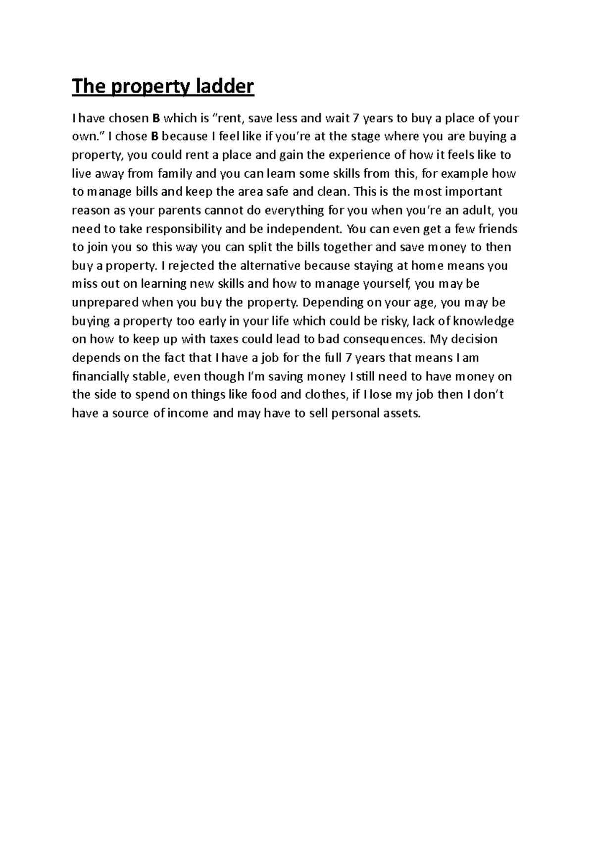 The property ladder Unit 6 Principle of management Unit 6 Principle