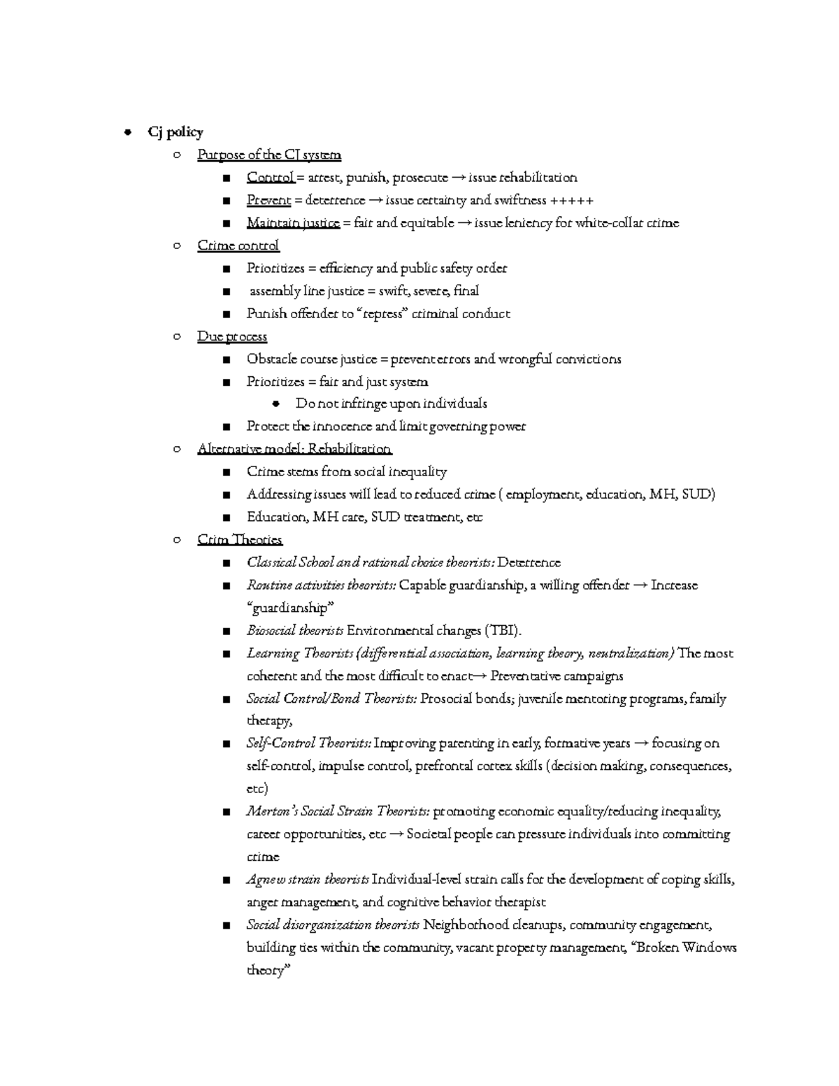 CJ exam 2 review - Exam 2 Study Guide CCJ 2020 - Cj policy Purpose of ...