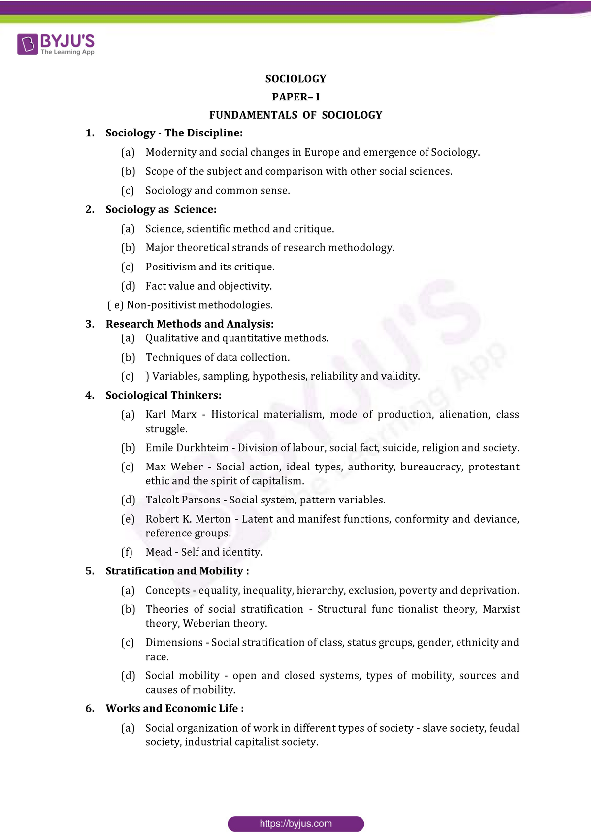 UPSC-sociology-Syllabus - SOCIOLOGY PAPER– I FUNDAMENTALS OF SOCIOLOGY ...