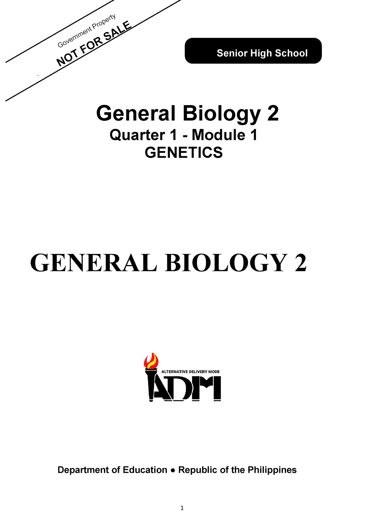 General Biology 2 Quarter 1 Module 1 - 1 Senior High School NOT General ...